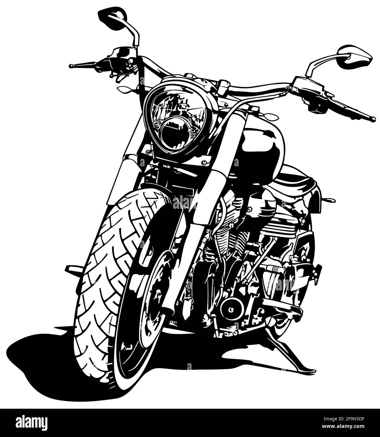 Schwarz und Weiß Motorrad Zeichnung Stock Vektor