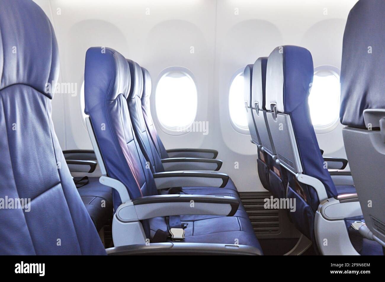 Leere Flugzeugsitze Stockfoto