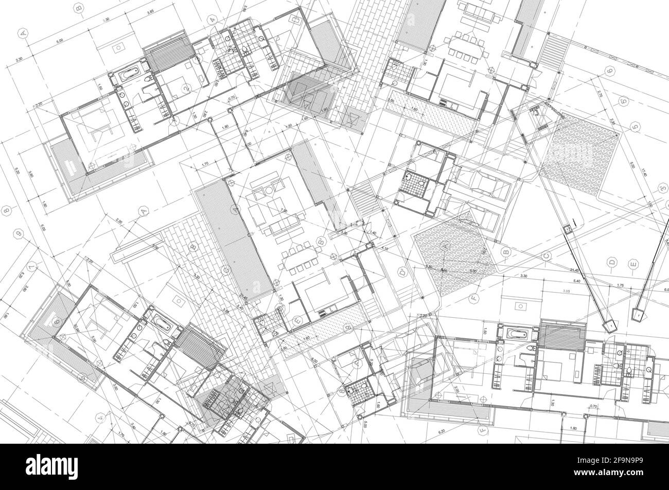 Architektur- oder Ladenzeichnung auf weißem Hintergrund Stockfoto