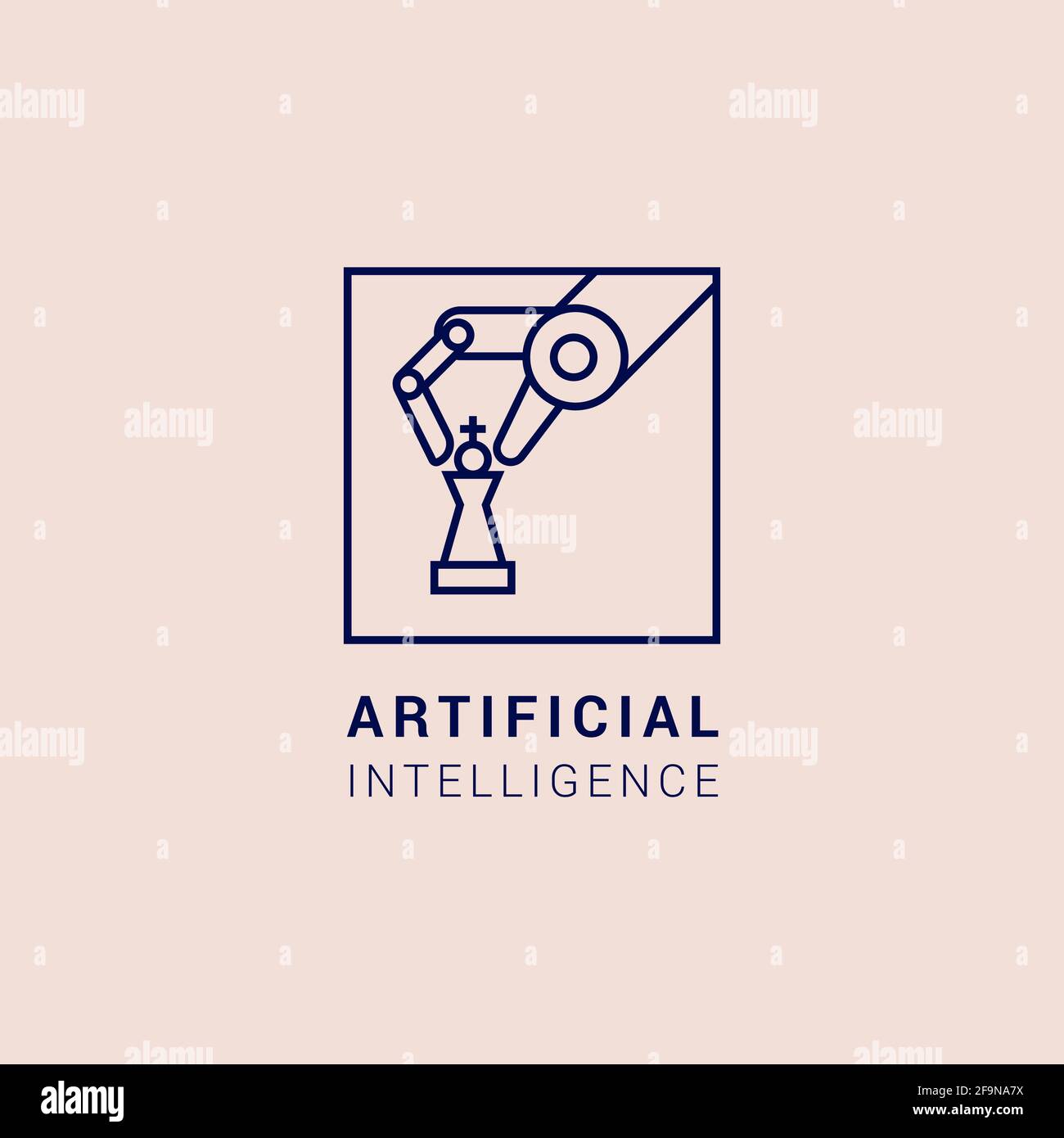 Vektor-Symbol in Form einer Roboterhand mit Schach. Künstliche Intelligenz lernen und arbeiten. Stock Vektor