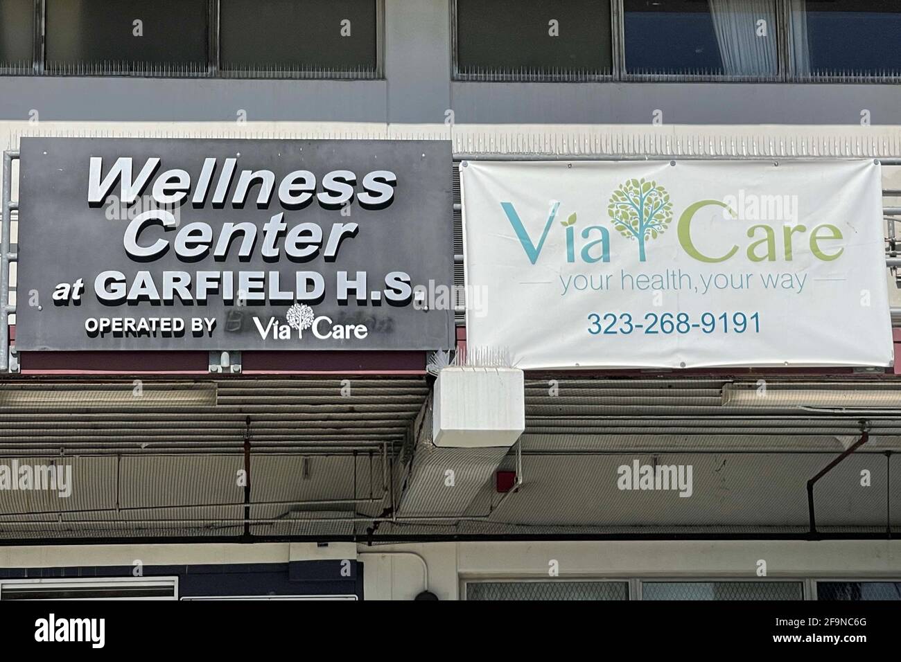 Das von Via Care betriebene Wellness Center der James A. Garfield Senior High School, Montag, den 19. April 2021, in Los Angeles, Stockfoto