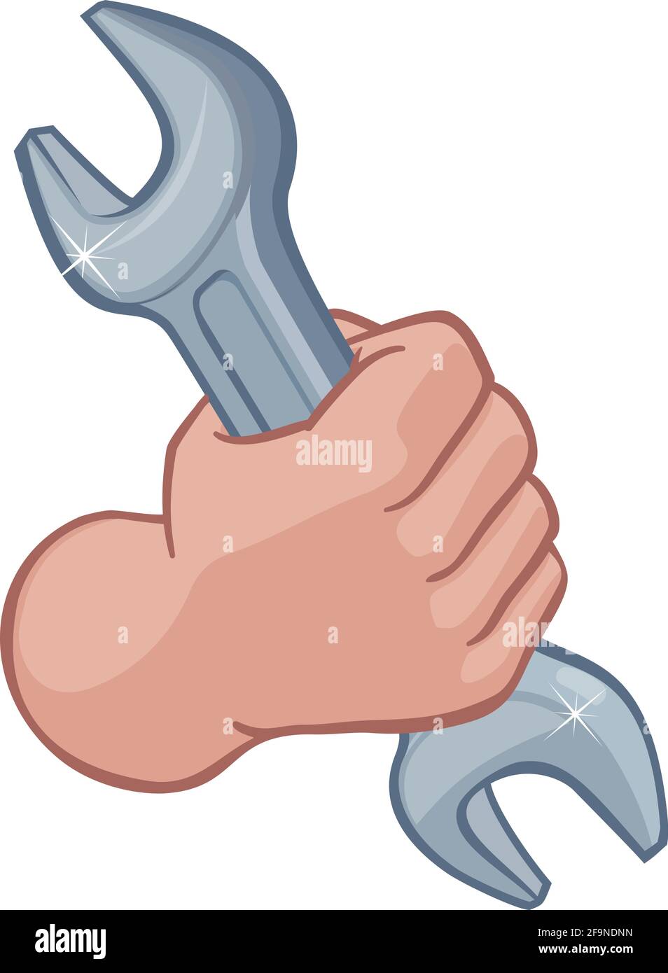 Klempner Mechaniker Hand Faust Holding Schraubenschlüssel Stock Vektor