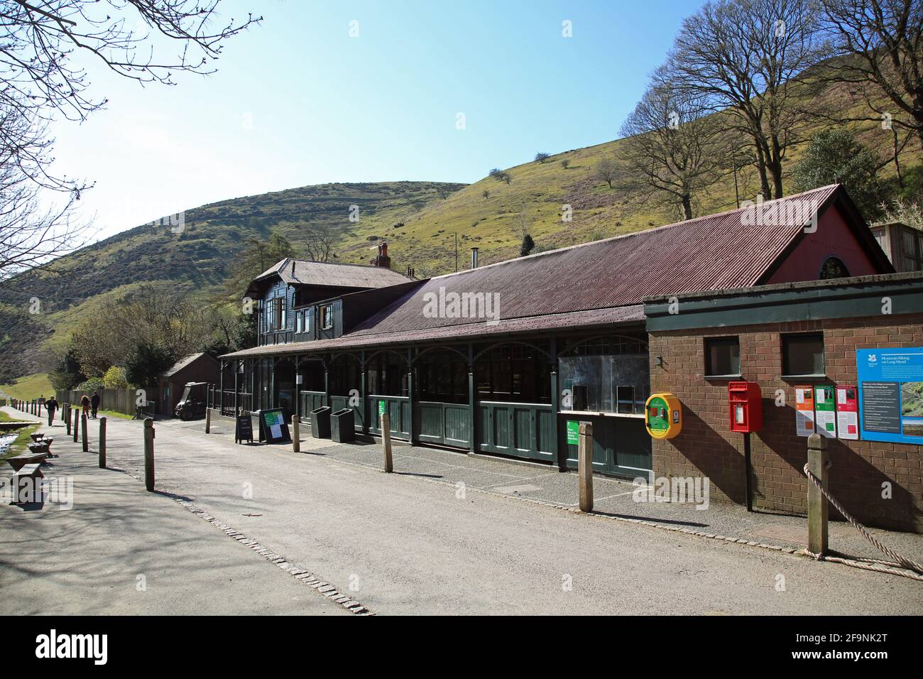 Besucherzentrum und Café des National Trust im Carding Mill Valley, Shropshire, England, Großbritannien. Stockfoto