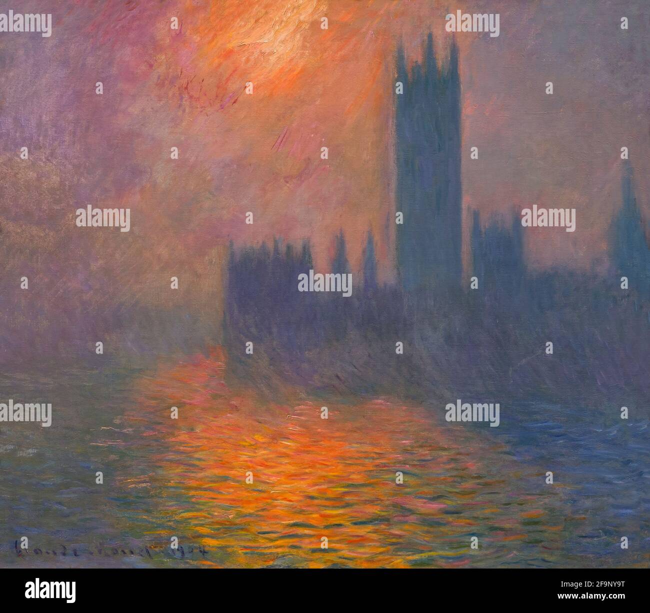 Houses of Parliament, Sonnenuntergang, Claude Monet, 1904, Stockfoto
