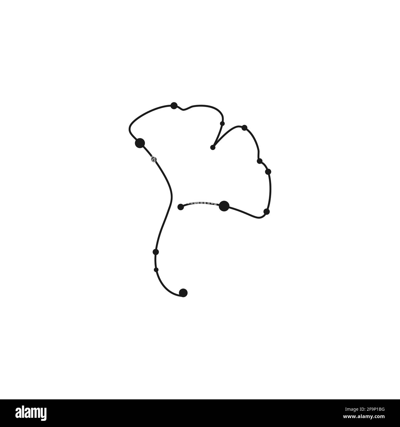 ginkgo biloba Blatt isoliert auf weiß. Sternbild-Stil. Öko-Symbol für die Natur. Vektorgrafik. Organisches Symbol für die Broschüre. Kosmetik und medizinischen Plan Stock Vektor