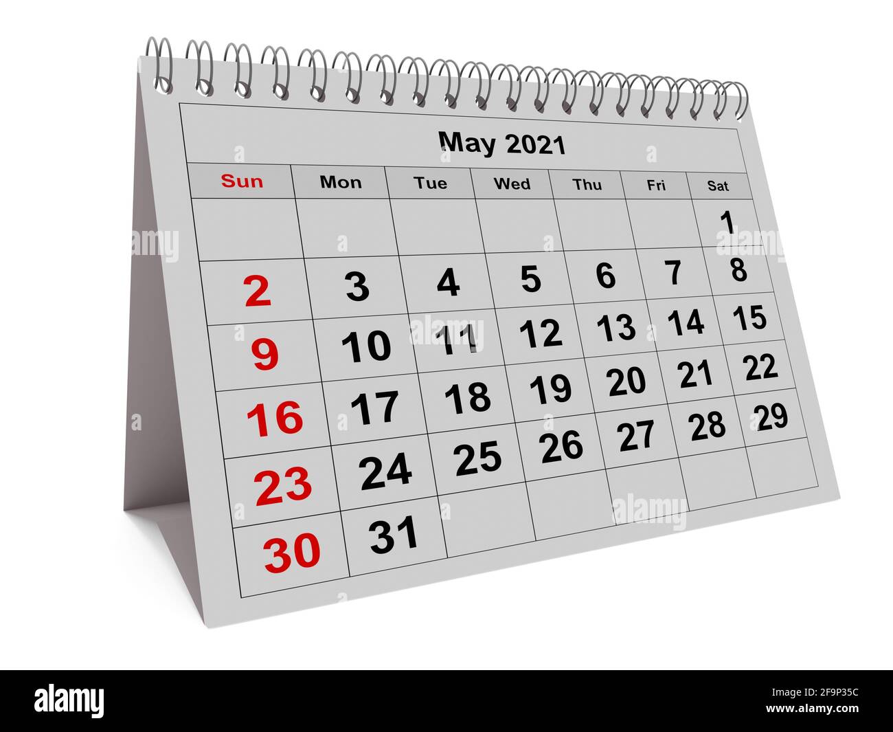 Eine Seite Des Jahrlichen Monatskalenders Monat Mai 2021 3d Rendering Stockfotografie Alamy