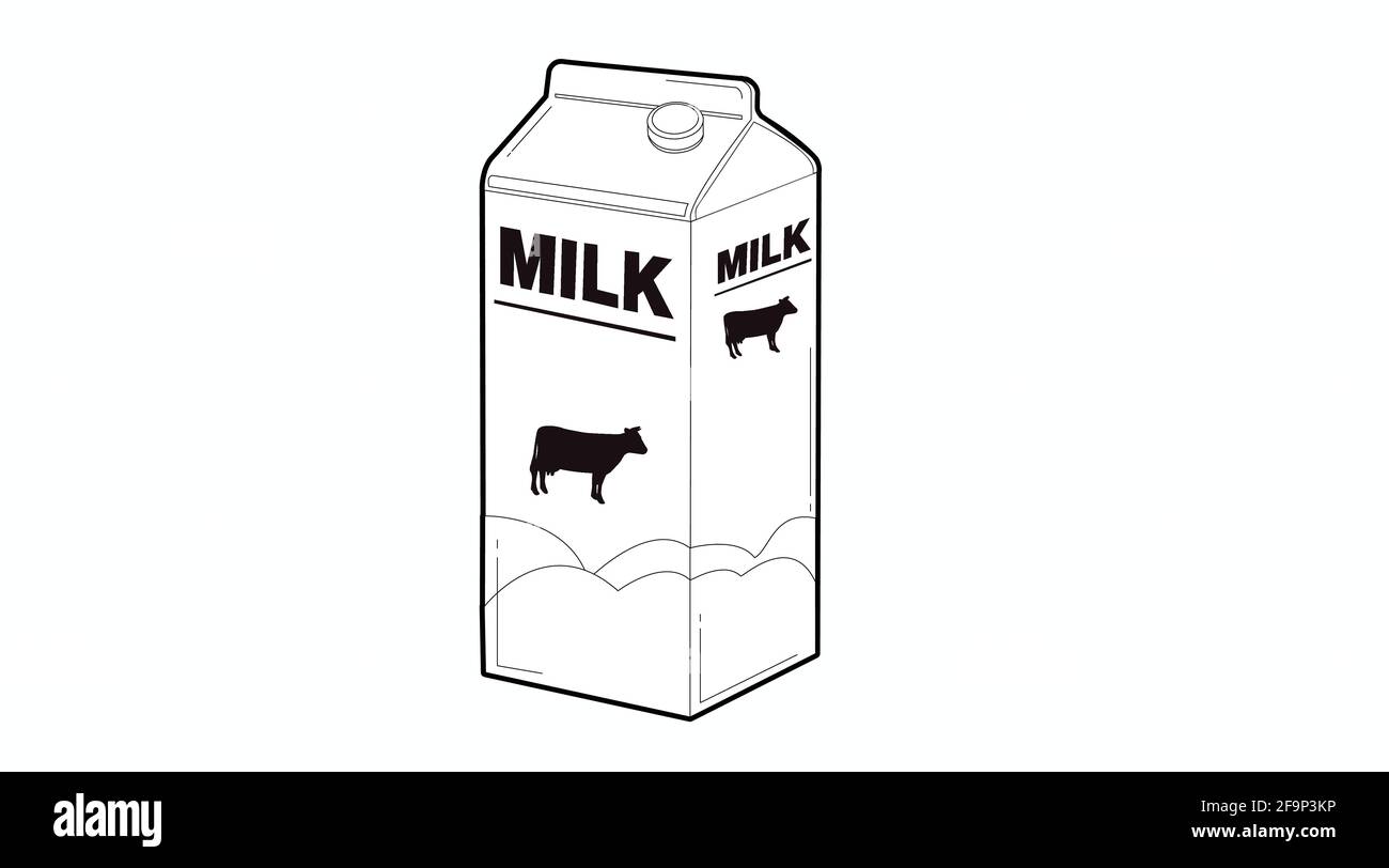 Symbol für Milchabflachung. Symbol für isolierte Milchbox des Vektors. Skizzieren Sie ein Piktogramm einer Milchbox Stock Vektor