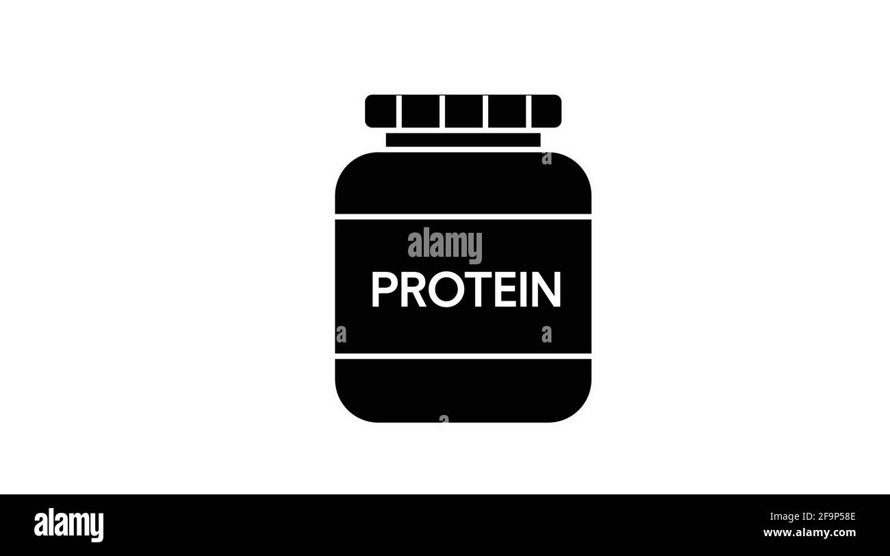 Vektor isolierte Illustration einer Proteinflasche. Symbol für schwarze und weiße Proteinflasche. Stock Vektor