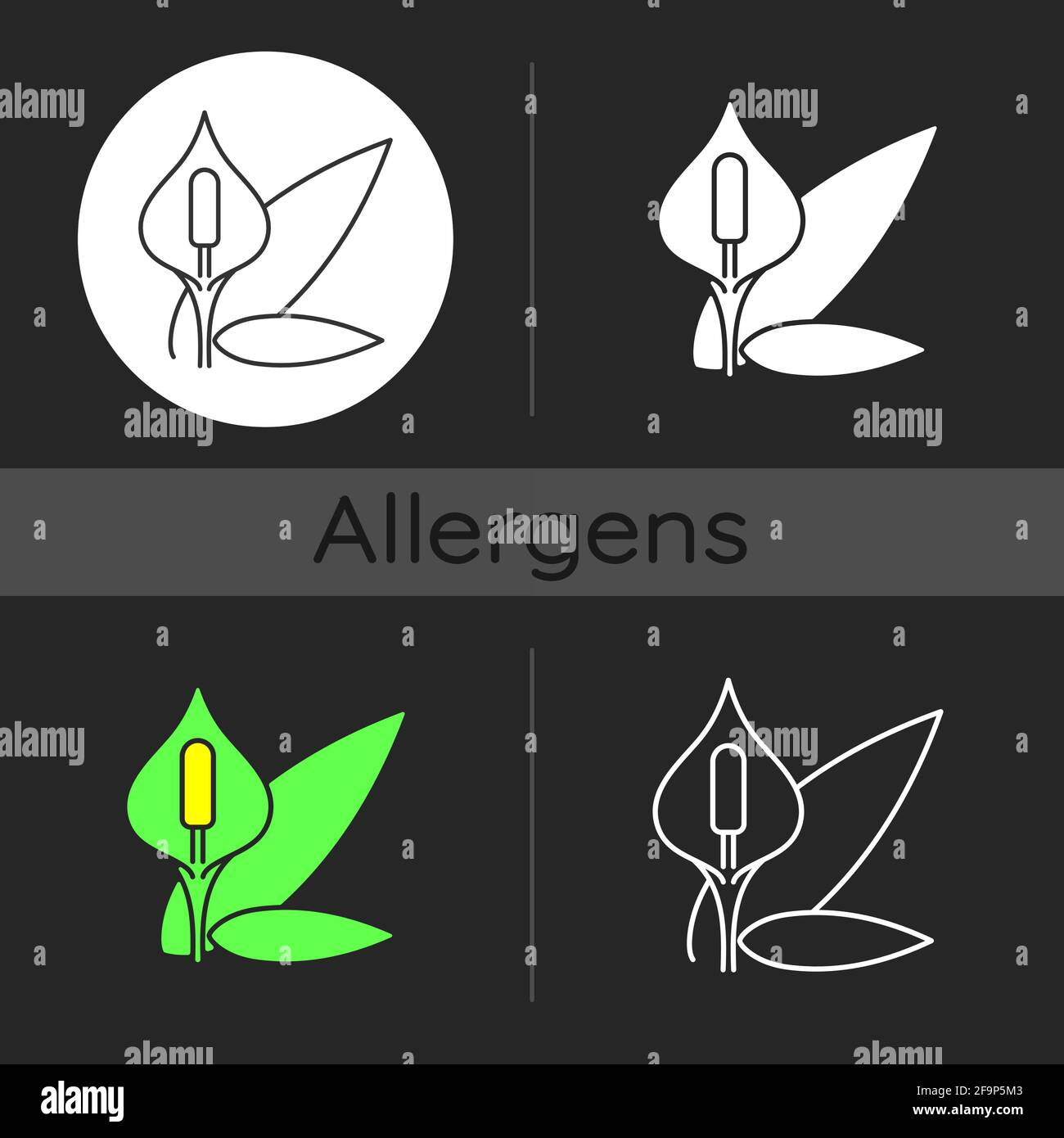 Dunkles Spathiphyllum-Symbol Stock Vektor