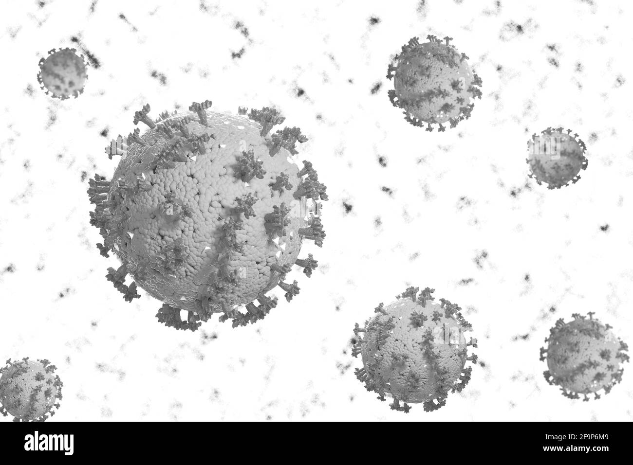 Coronavirus-Zellen oder Bakterienmolekül. Virus Covid-19. Virus auf Weiß isoliert. Nahaufnahme der Grippe, Blick auf Viren unter dem Mikroskop, Infektionskrankheit Stockfoto Coronavirus-Zellen oder Bakterienmolekül. Virus Covid-19. Virus auf Weiß isoliert. Nahaufnahme der Grippe, Blick auf Viren unter dem Mikroskop, Infektionskrankheit Stockfoto