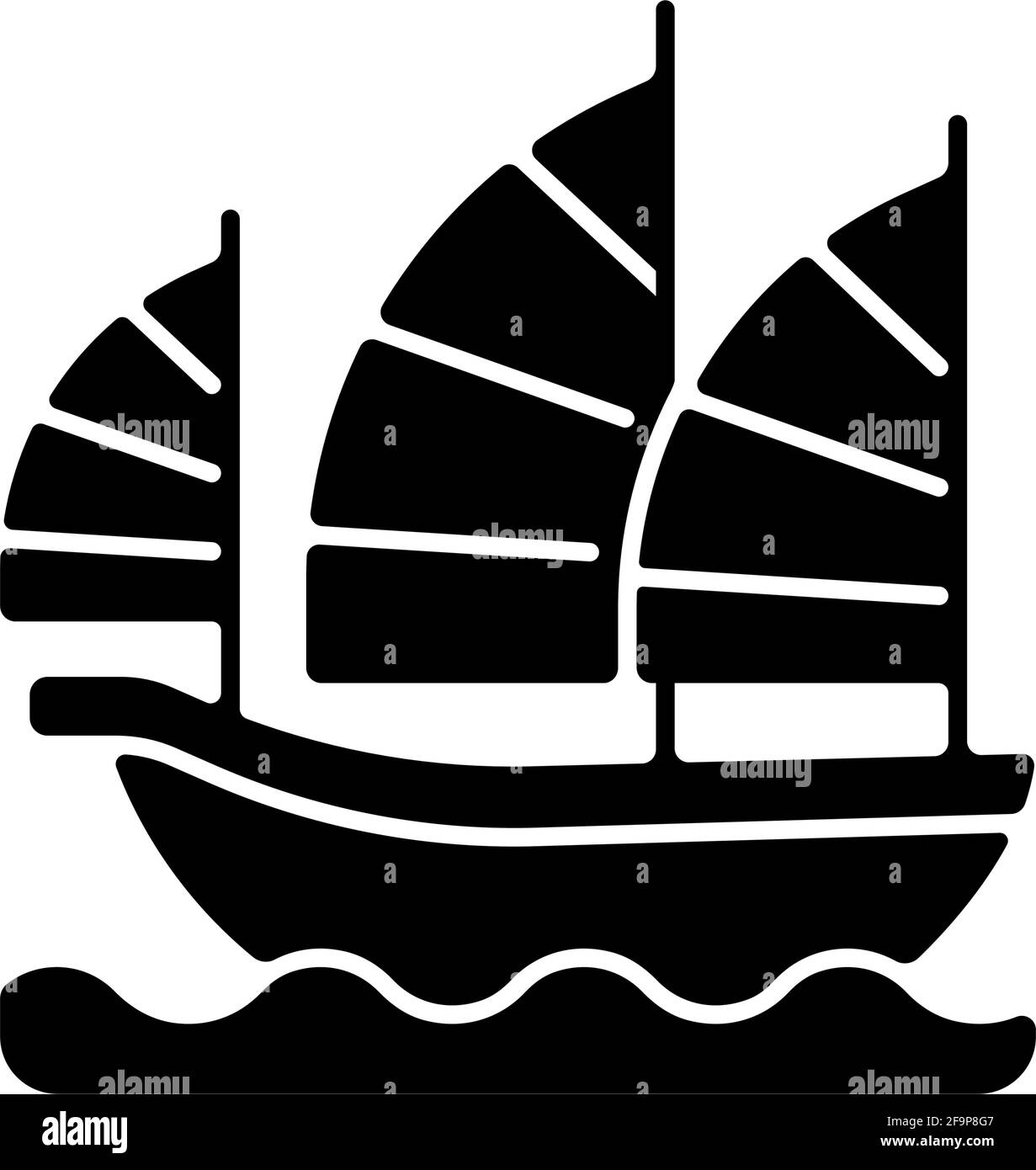 Schwarzes Glyphen-Symbol für Junk-Schiff Stock Vektor