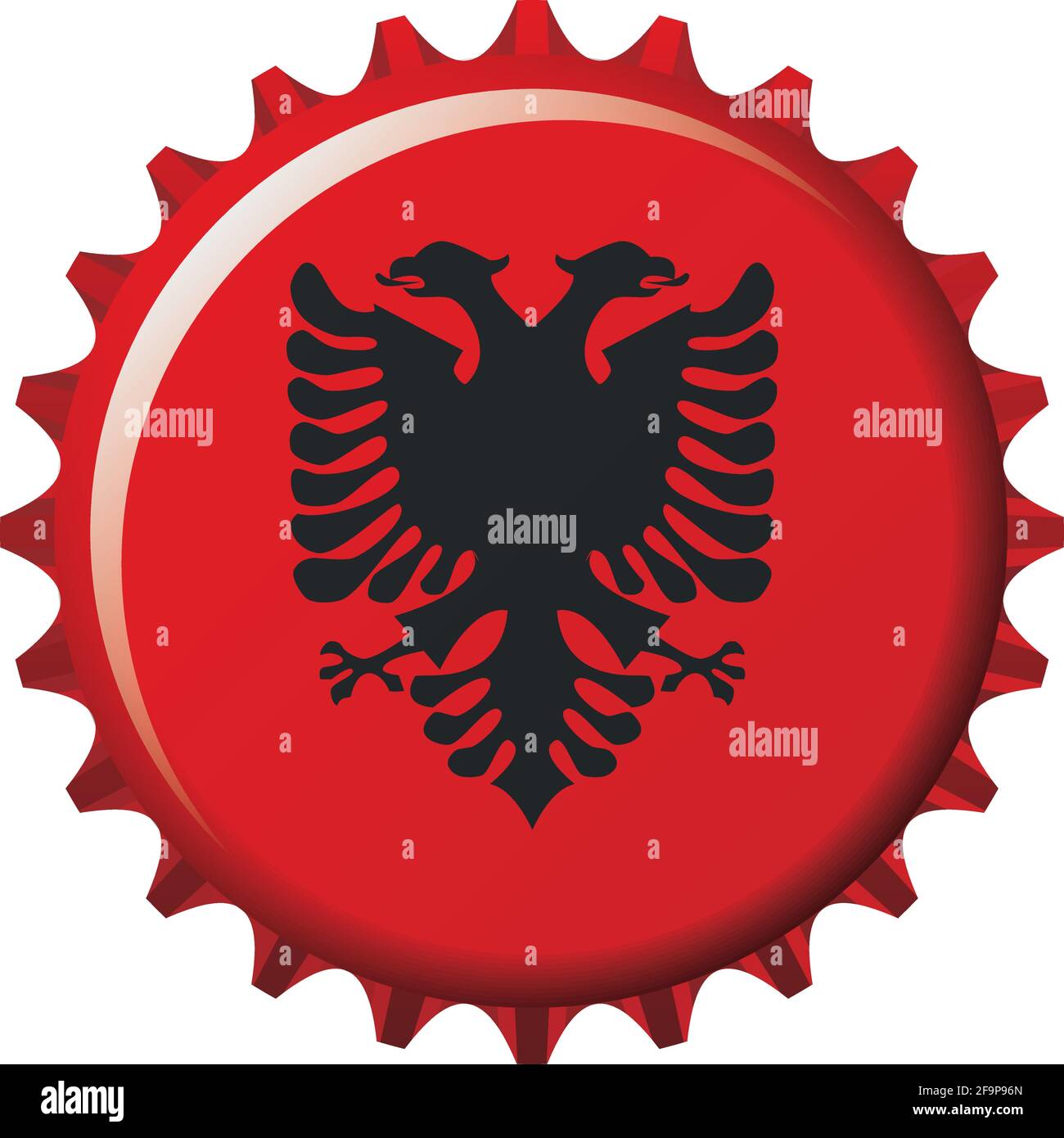 Nationalflagge Albaniens auf einem Flaschendeckel. Vektorgrafik Stock Vektor