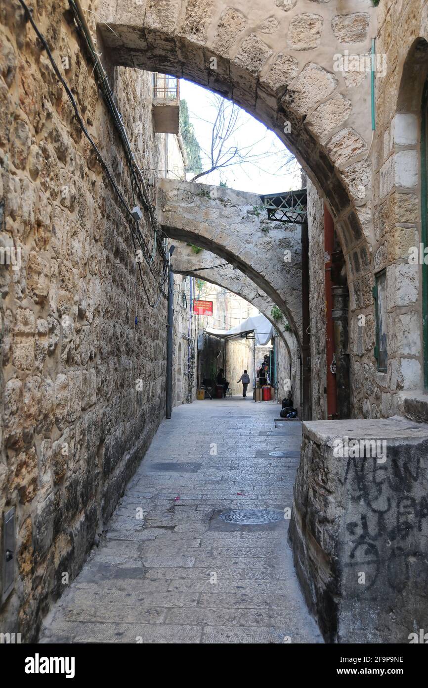 Jerusalem: Bogenstraße in der Altstadt Stockfoto
