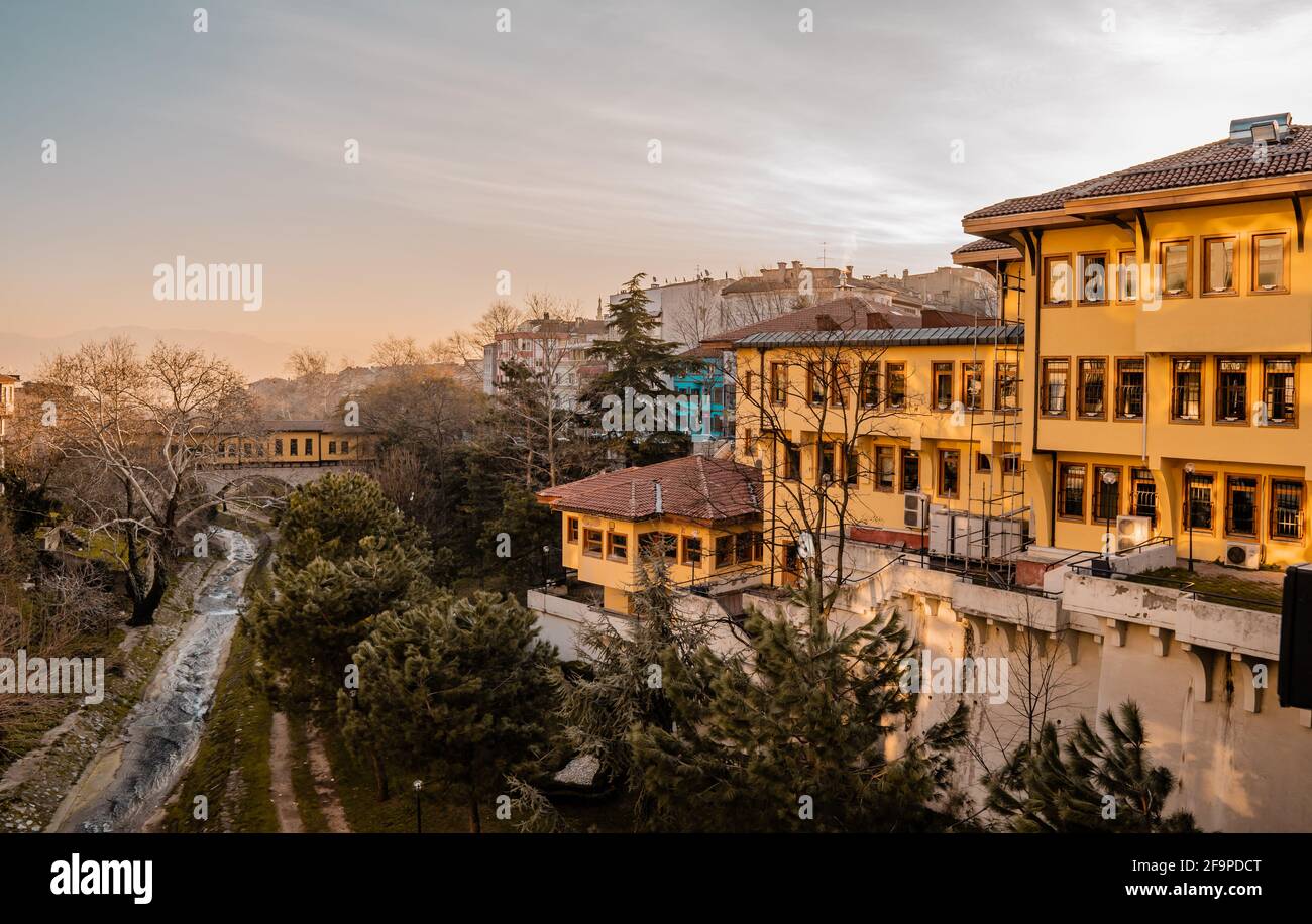 Traditionelle osmanische Architektur in der Stadt Bursa, Türkei Stockfoto