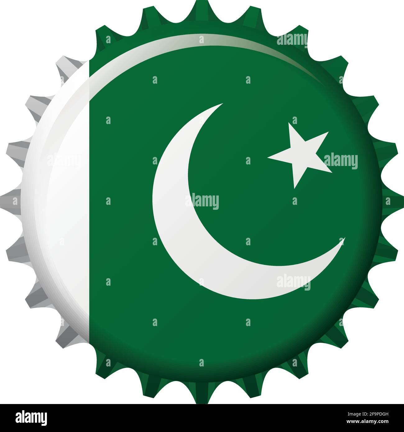 Nationalflagge Pakistans auf einem Flaschendeckel. Vektorgrafik Stock Vektor