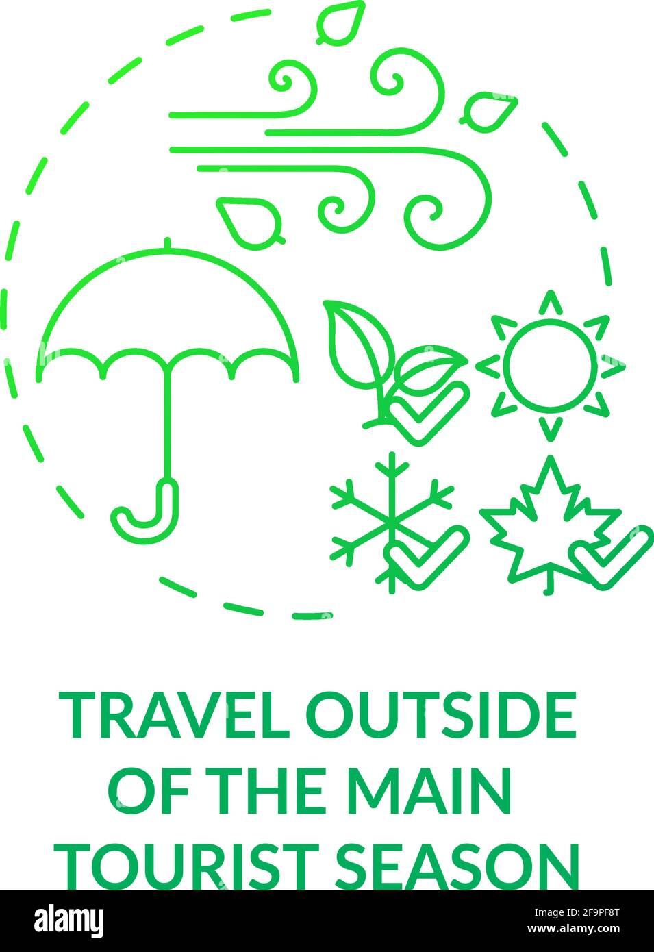 Reisen Sie außerhalb der wichtigsten touristischen Saison Konzept Ikone Stock Vektor