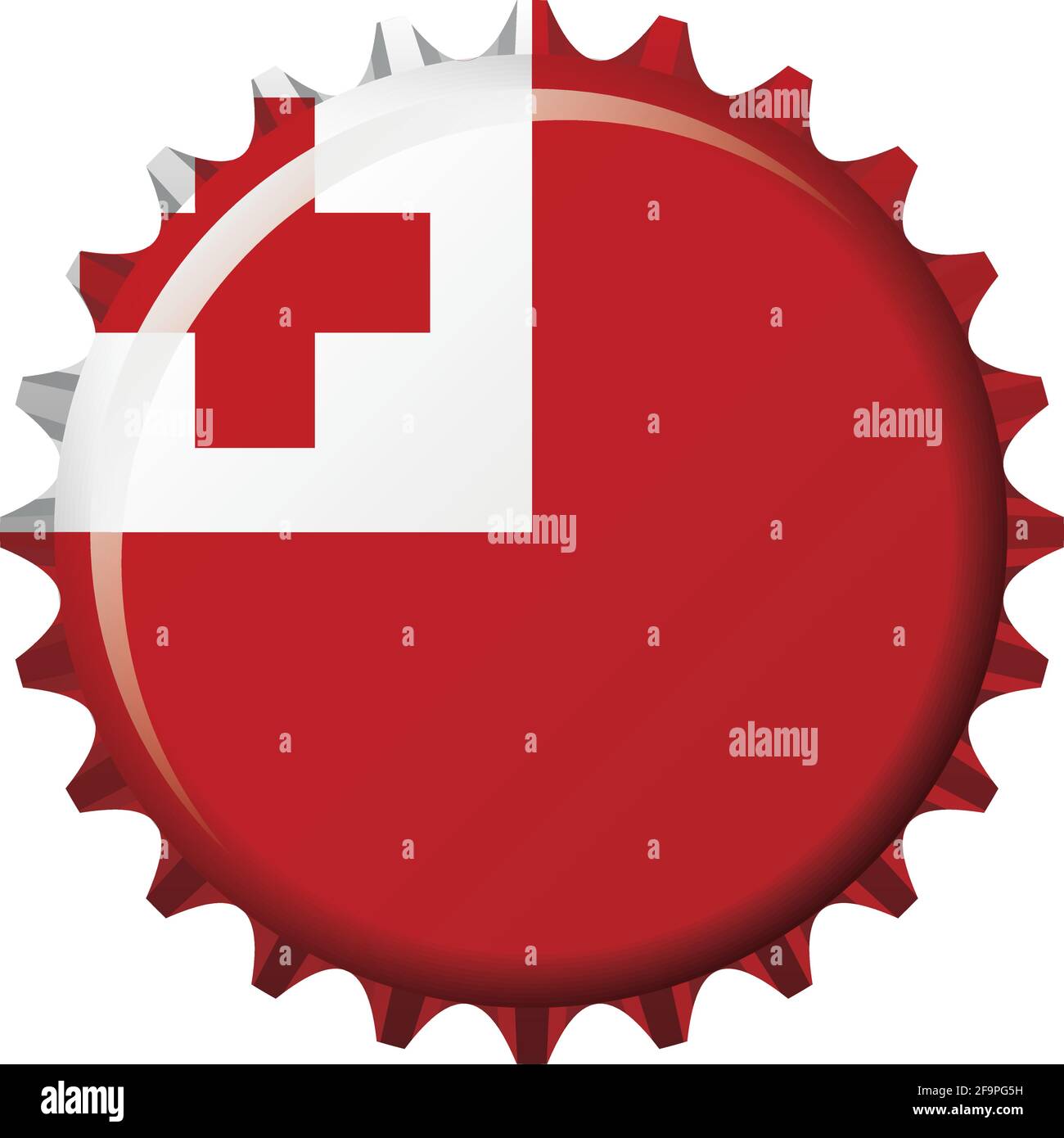 Nationalflagge von Tonga auf einem Flaschendeckel. Vektorgrafik Stock Vektor
