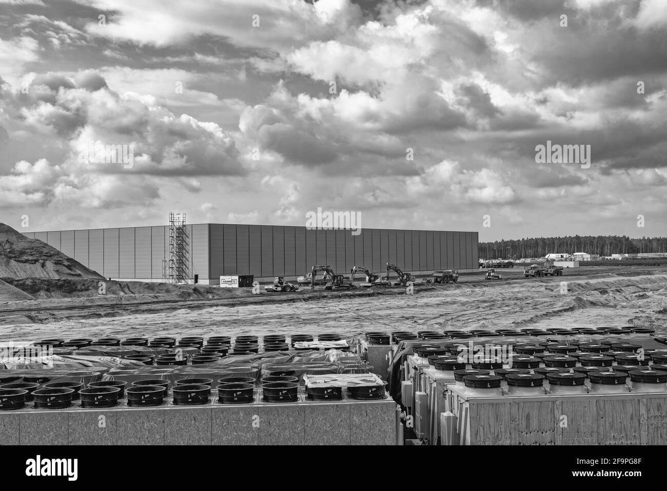 Tesla Gigafactory Grünheide, Brandenburg, Tesla Straße, Baustelle, Mark Brandenburg, Berlin , Deutschland, Europa Stockfoto