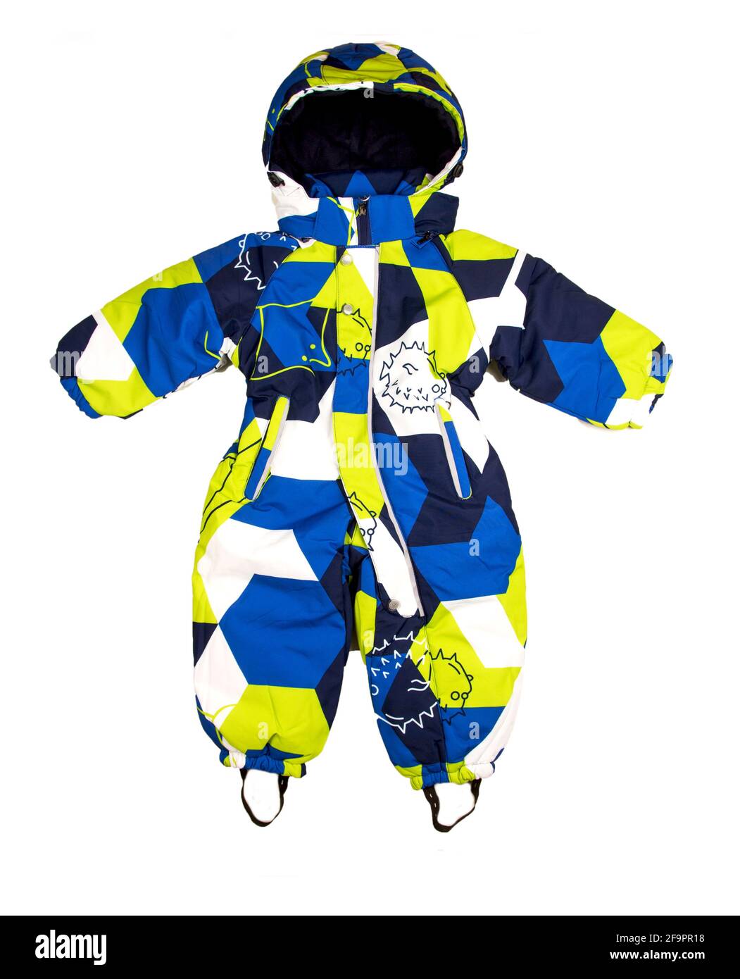 Isolierter Kinderoverall für kaltes Wetter für ein kleines Kind. Stockfoto