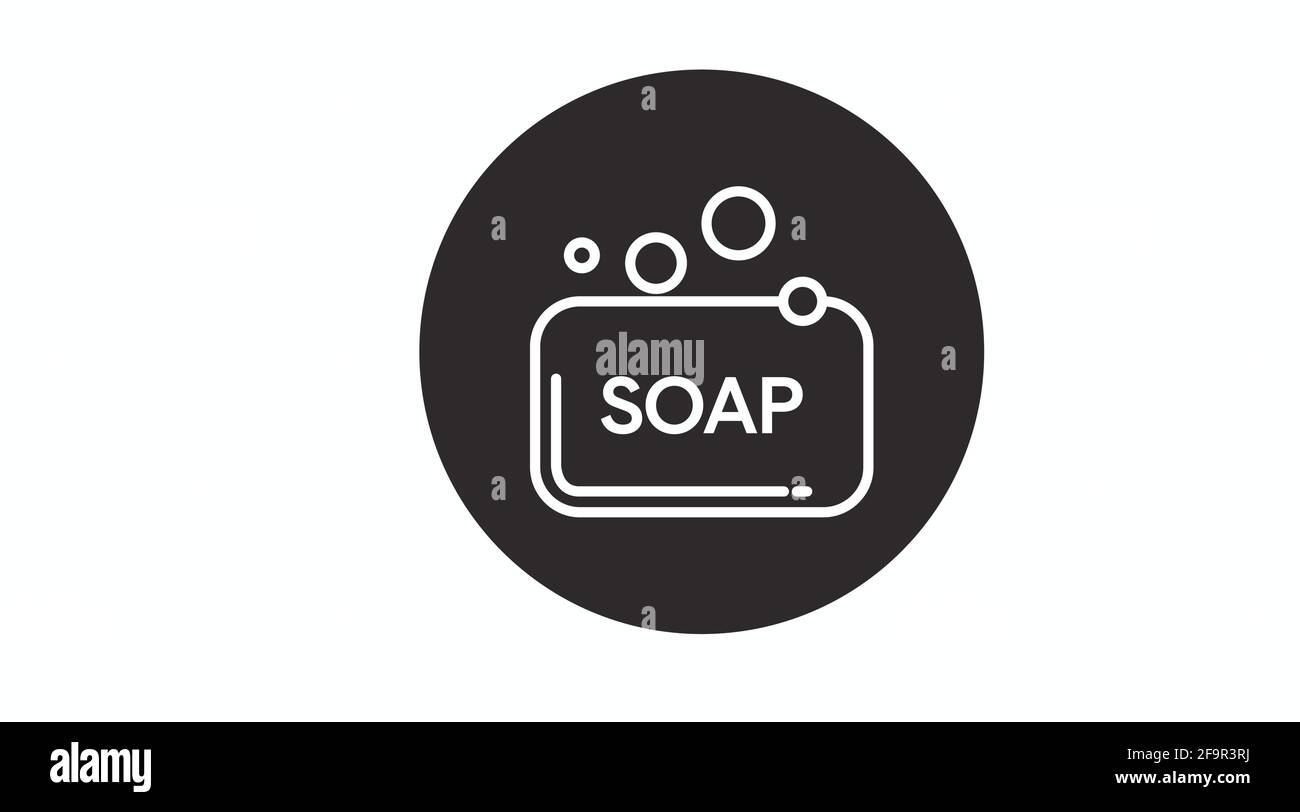 Soap-Symbol. Vektor schwarz-weiß isolierte Illustration eines Seifenbeines mit Blasen Stock Vektor