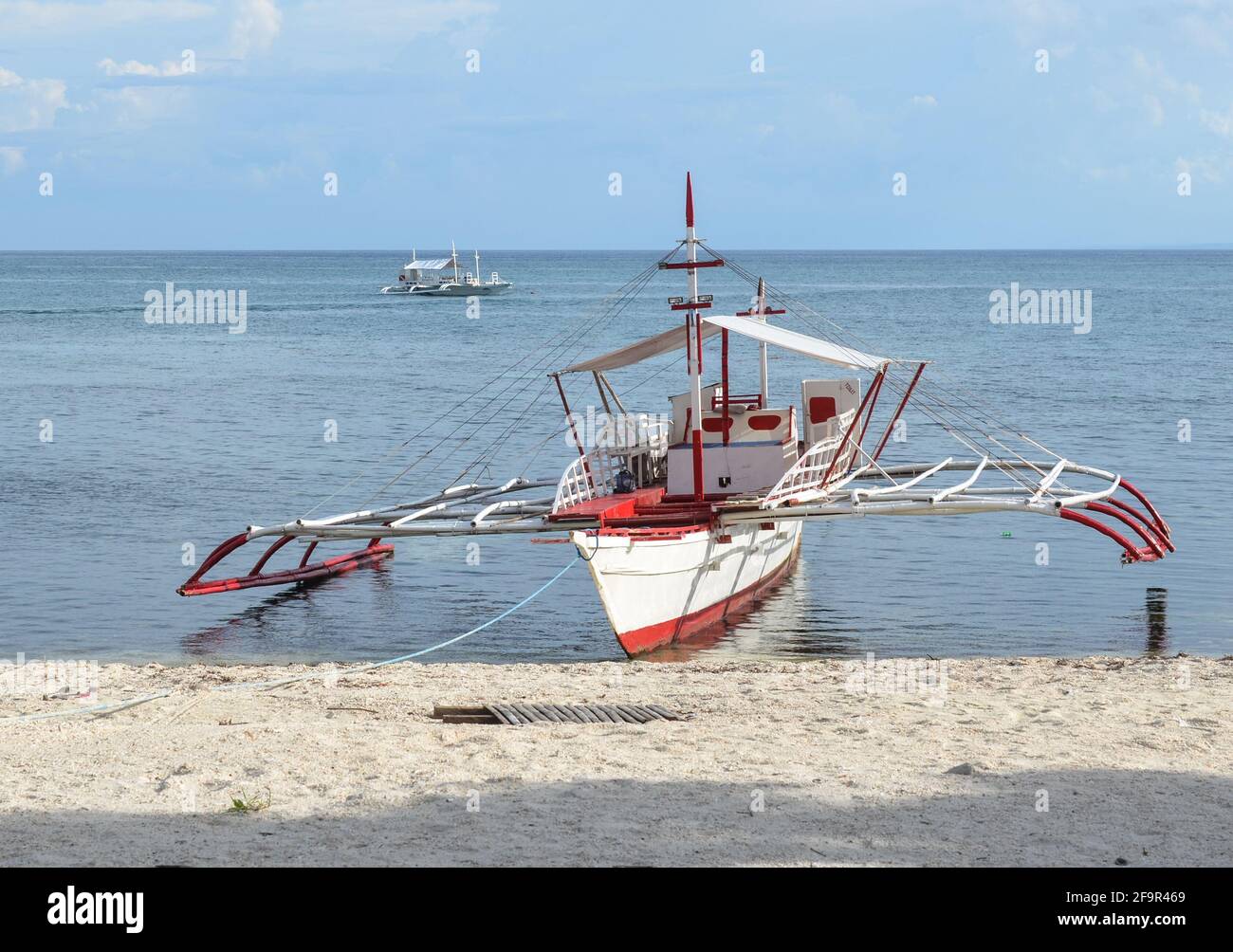 Das typische Boot der Insel Malapascua Stockfoto