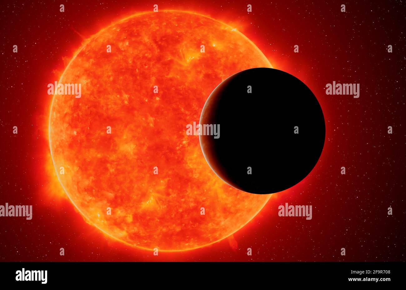 Exoplanet gegen den Roten Zwerg, Elemente dieses Bildes, die von der NASA eingerichtet wurden Stockfoto
