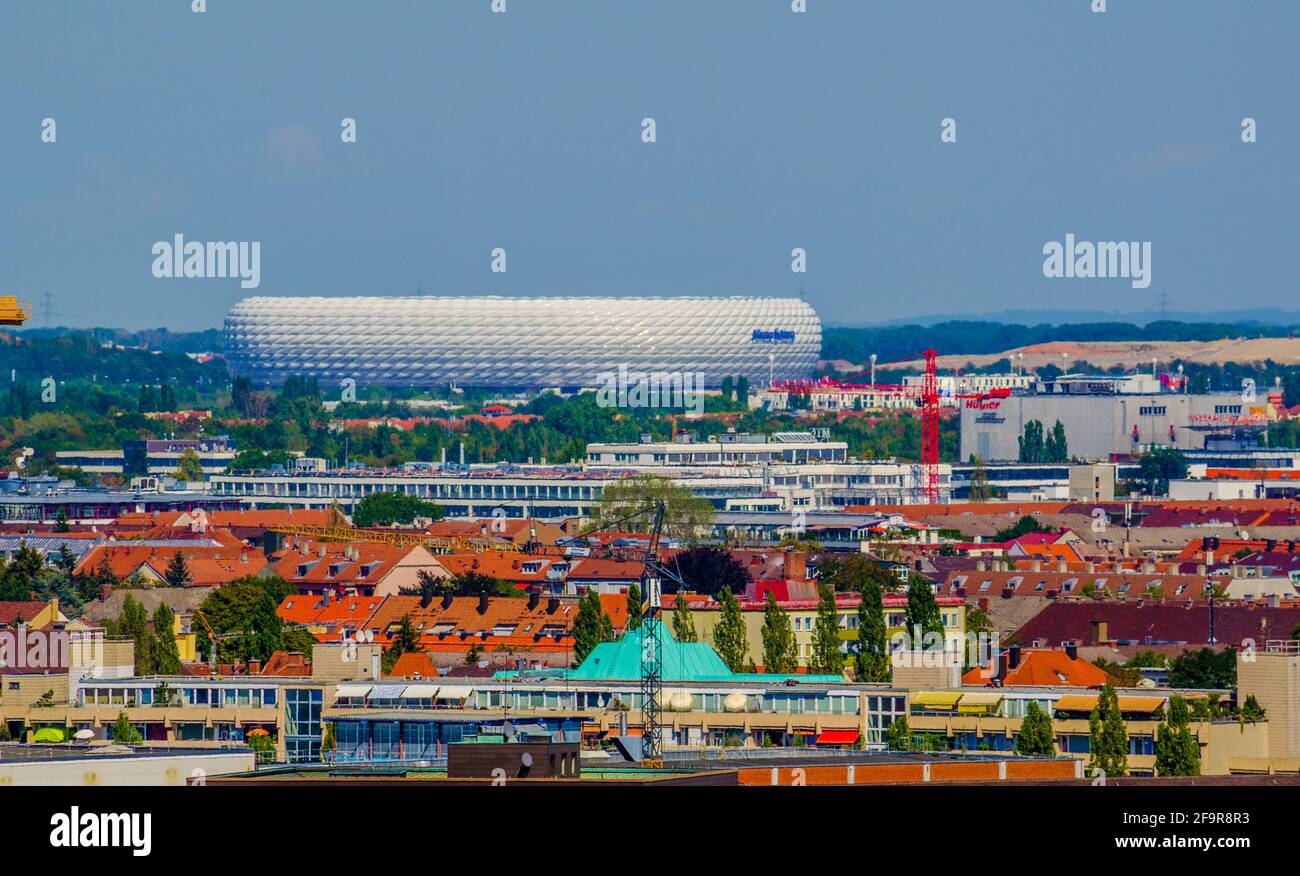 Luftaufnahme der allianz Arena in münchen Stockfoto