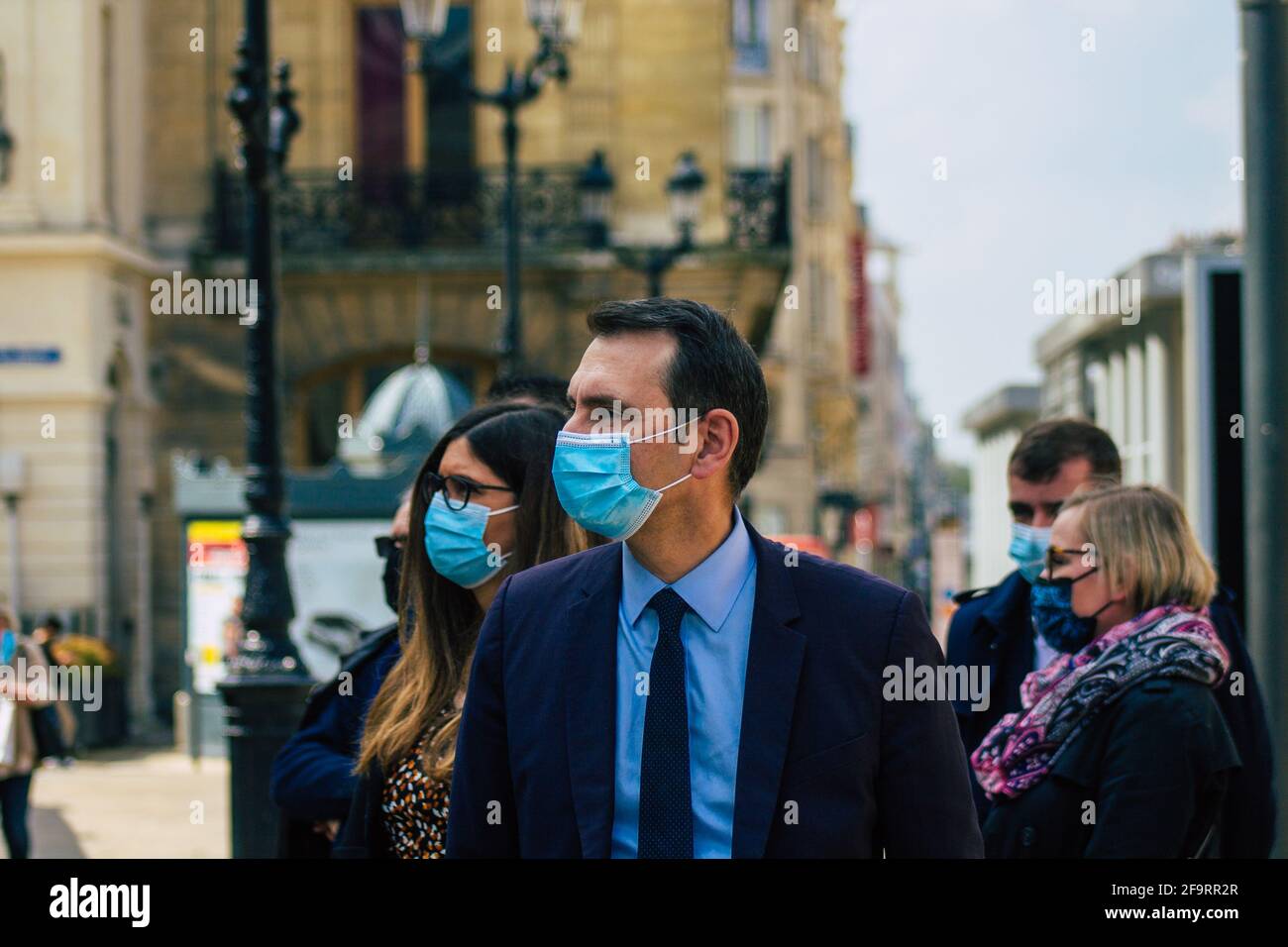 Reims Frankreich 20. April 2021 Laurent Jacobelli, Sprecher des Rassemblement National, unterstützt die Demonstration der Polizeikräfte, die eingreift Stockfoto