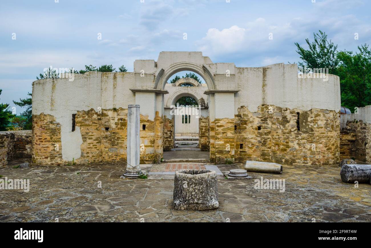 Blick auf die Ruinen der ersten bulgarischen Hauptstadt veliki preslav in der Nähe von shumen. Stockfoto