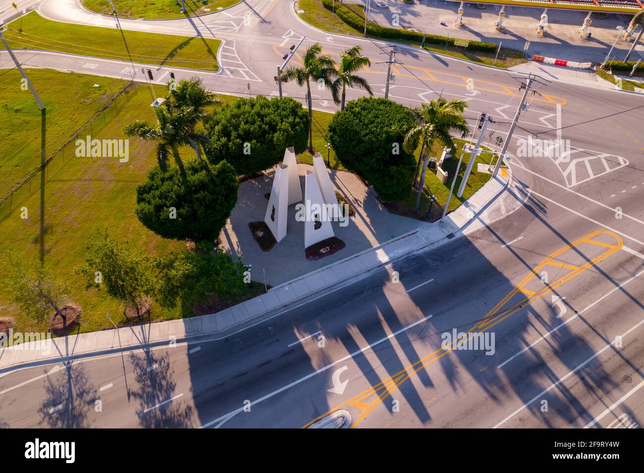 Statue eines historischen Denkmals in Hialeah Gardens, Florida Stockfoto