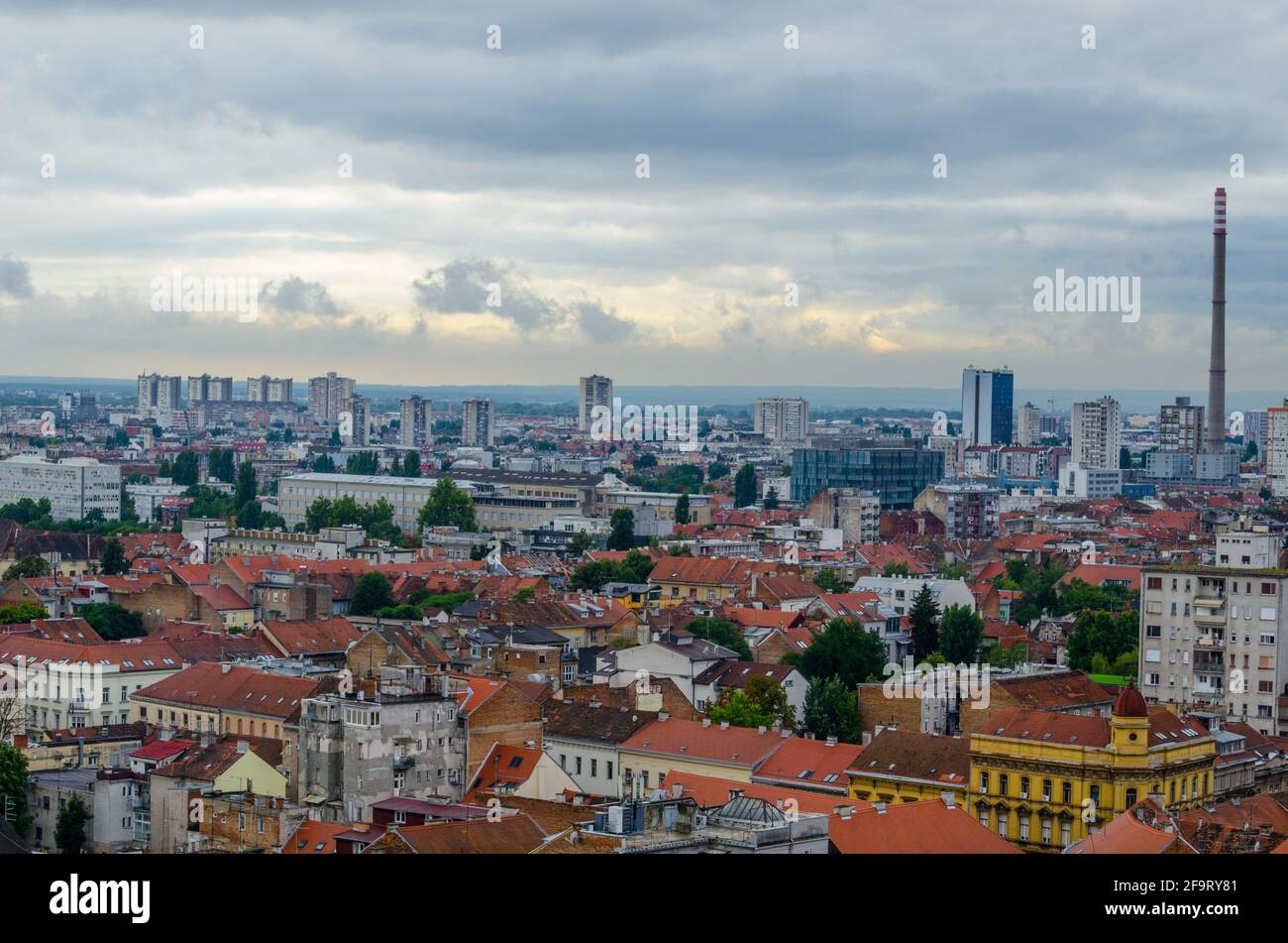 Zagreb niedriger bunte Panorama Blick auf die Stadt - die Hauptstadt von Kroatien Stockfoto