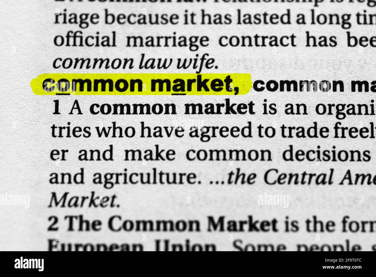 Hervorgehobenes Wort „Common Market“-Konzept und -Bedeutung Stockfoto