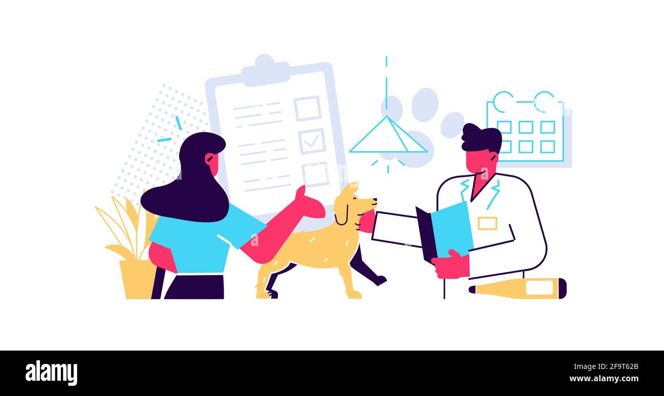 Besuch in der Tierarztklinik und Tiermedizin Stock Vektor