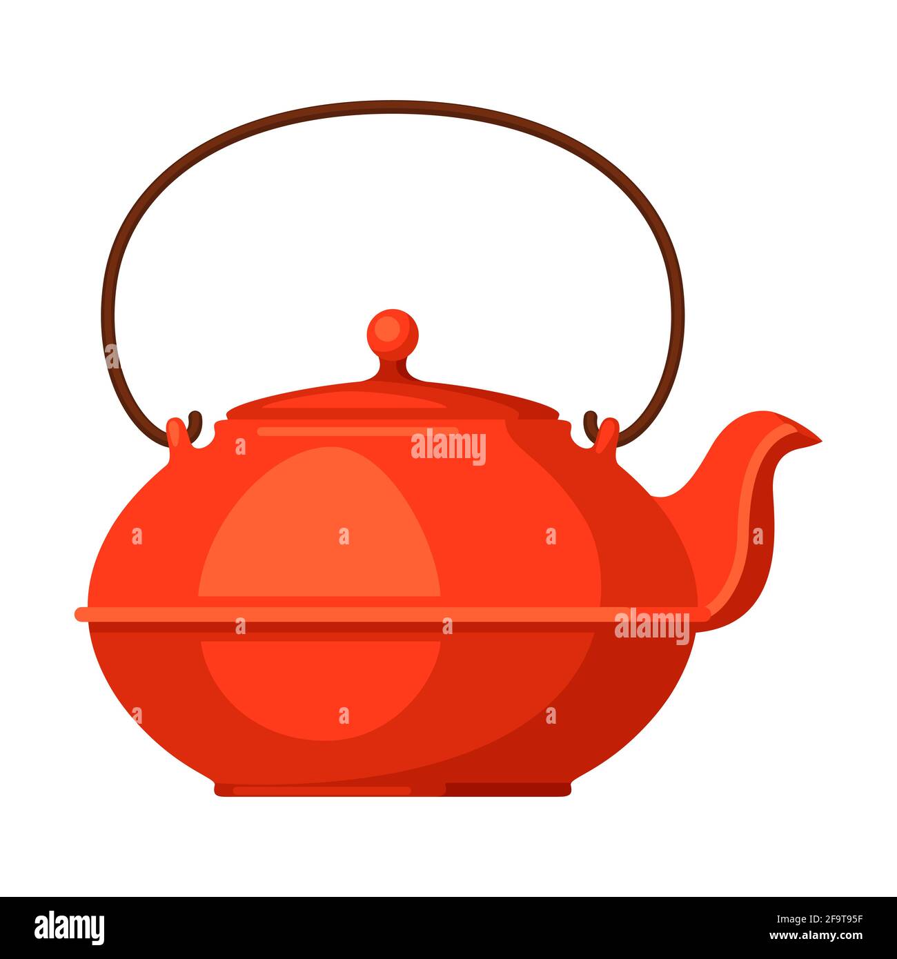 Abbildung einer Teekannen mit Tee. Symbol für die Lebensmittelwerbung für Industrie und Unternehmen. Stock Vektor