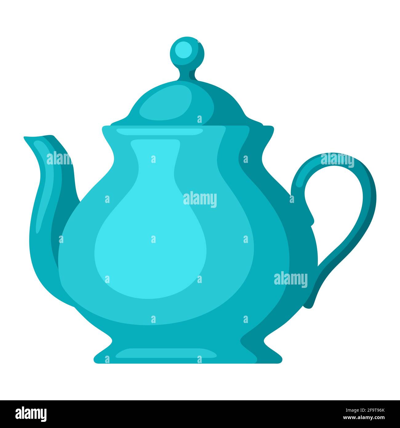 Abbildung einer Teekannen mit Tee. Symbol für die Lebensmittelwerbung für Industrie und Unternehmen. Stock Vektor