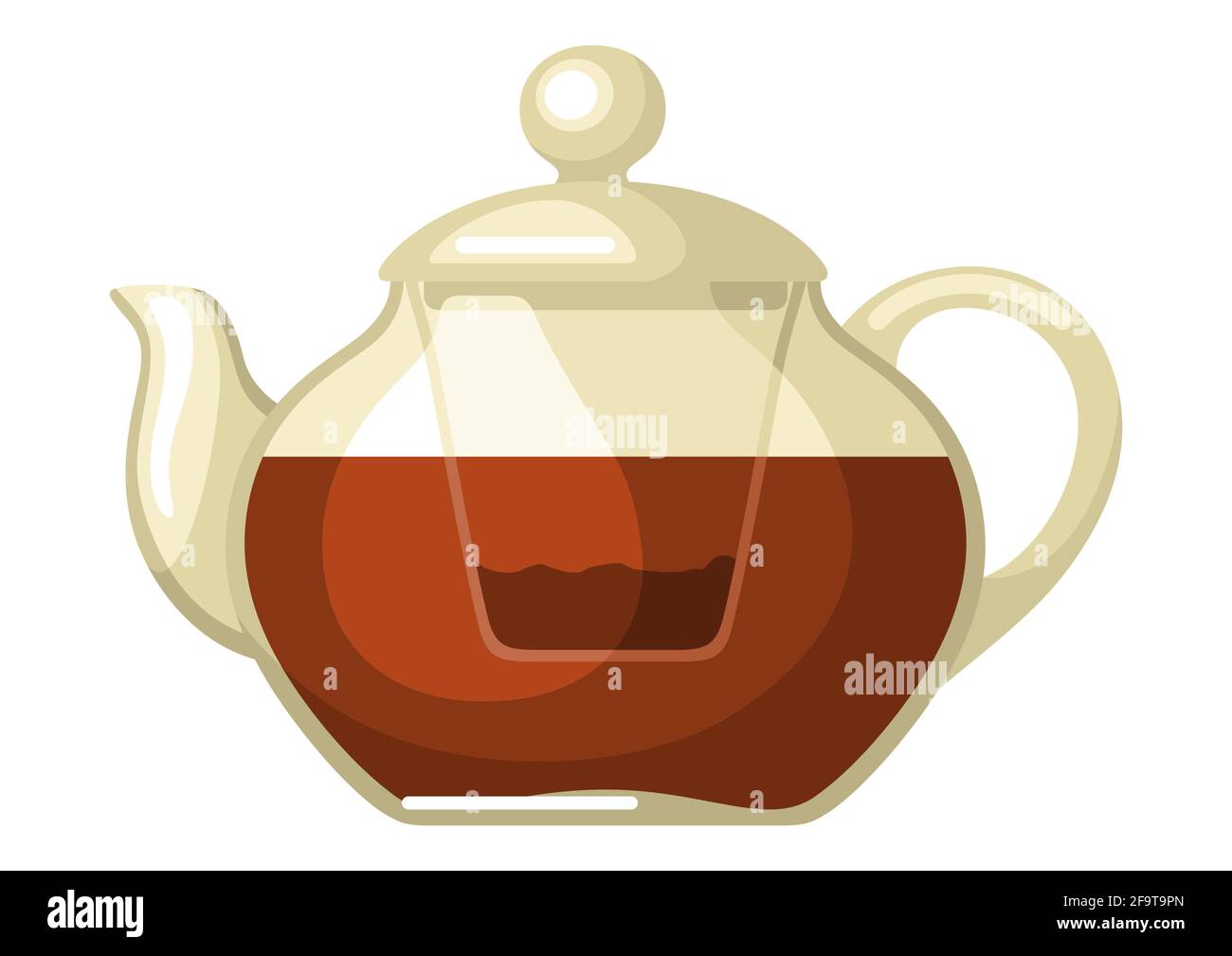 Abbildung einer Teekannen mit Tee. Symbol für die Lebensmittelwerbung für Industrie und Unternehmen. Stock Vektor