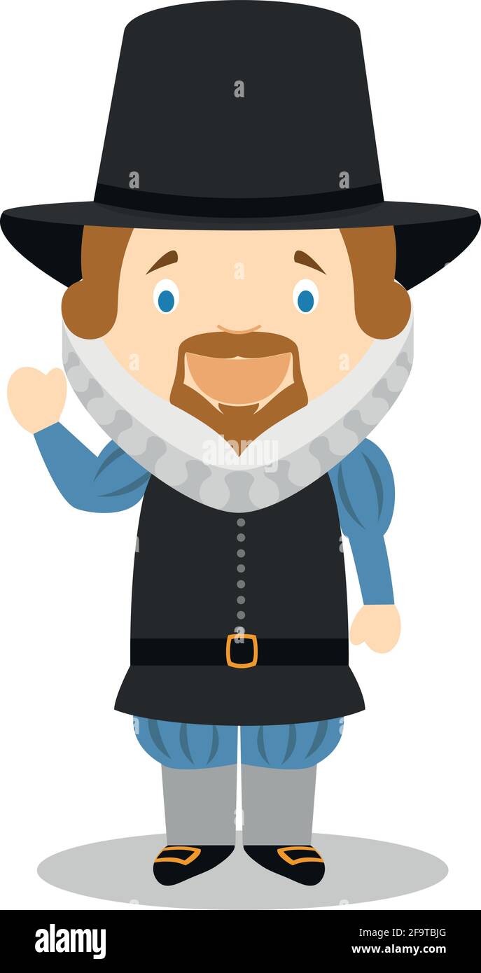 Francis Bacon Zeichentrickfigur. Vektorgrafik. Sammlung „Geschichte Für Kinder“. Stock Vektor