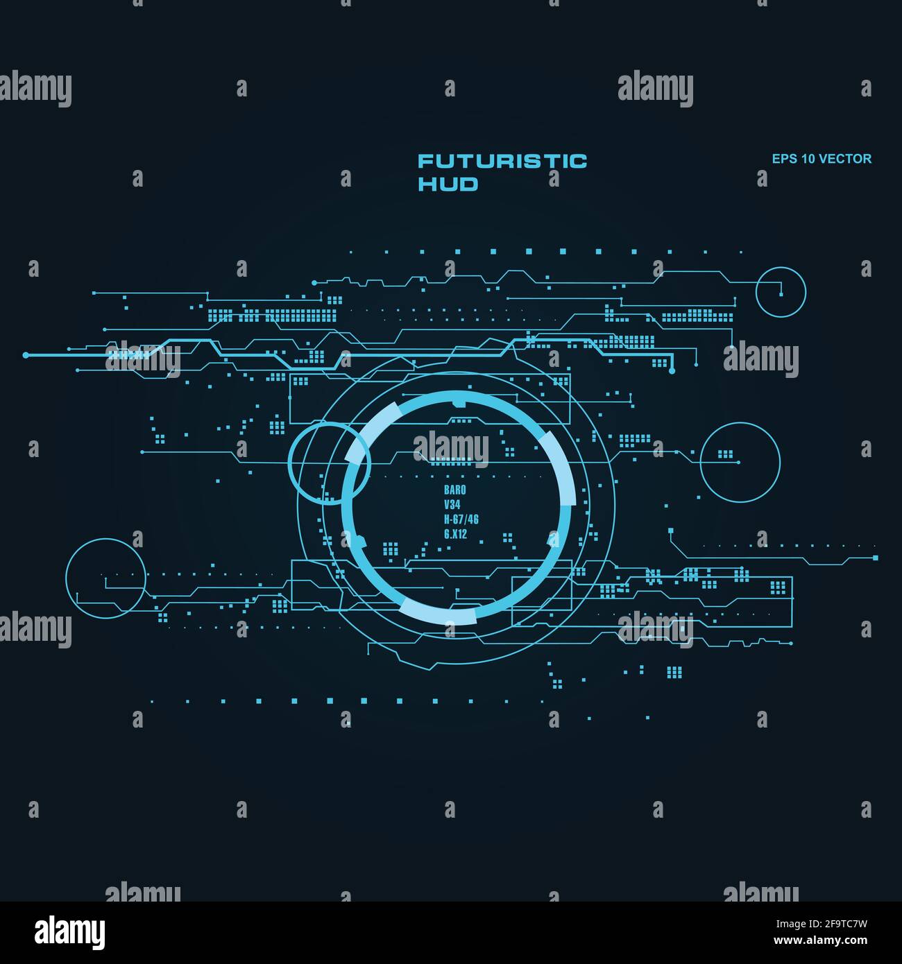 Hintergrund mit futuristischem User Interface Design Konzept mit hud Elementen Stock Vektor
