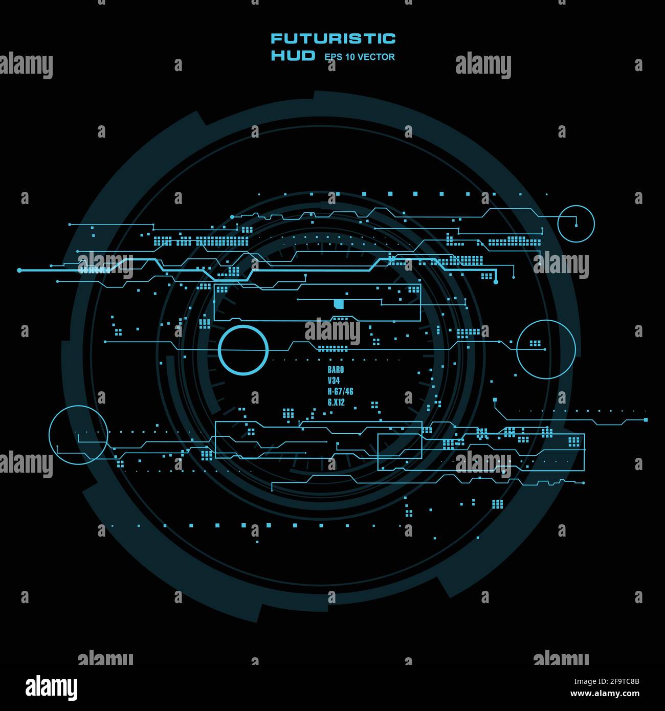 Hintergrund mit futuristischem User Interface Design Konzept mit hud Elementen Stock Vektor