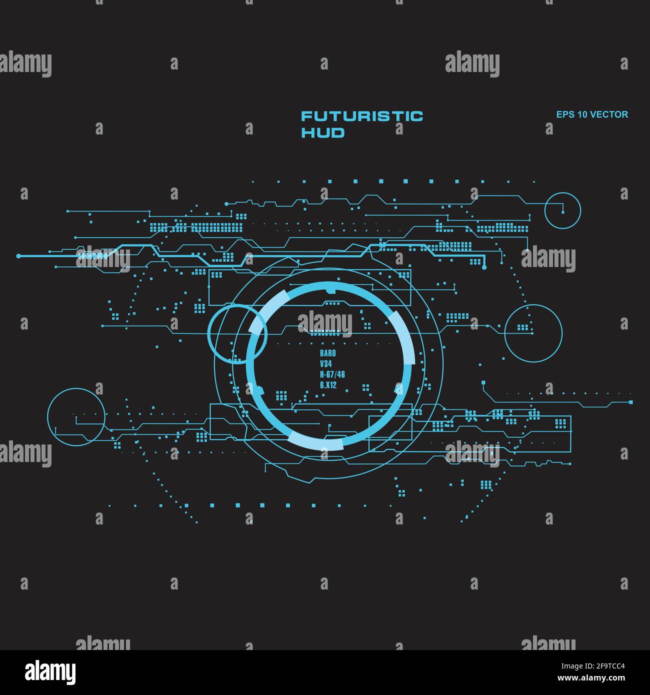 Hintergrund mit futuristischem User Interface Design Konzept mit hud Elementen Stock Vektor