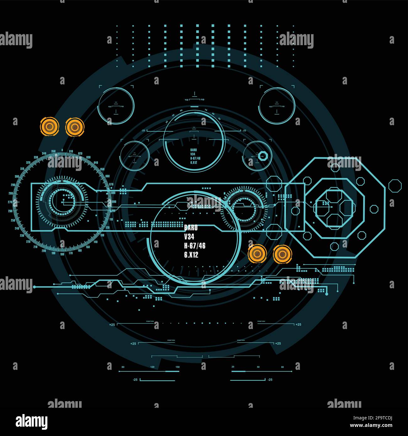 Hintergrund mit futuristischem User Interface Design Konzept mit hud Elementen Stock Vektor
