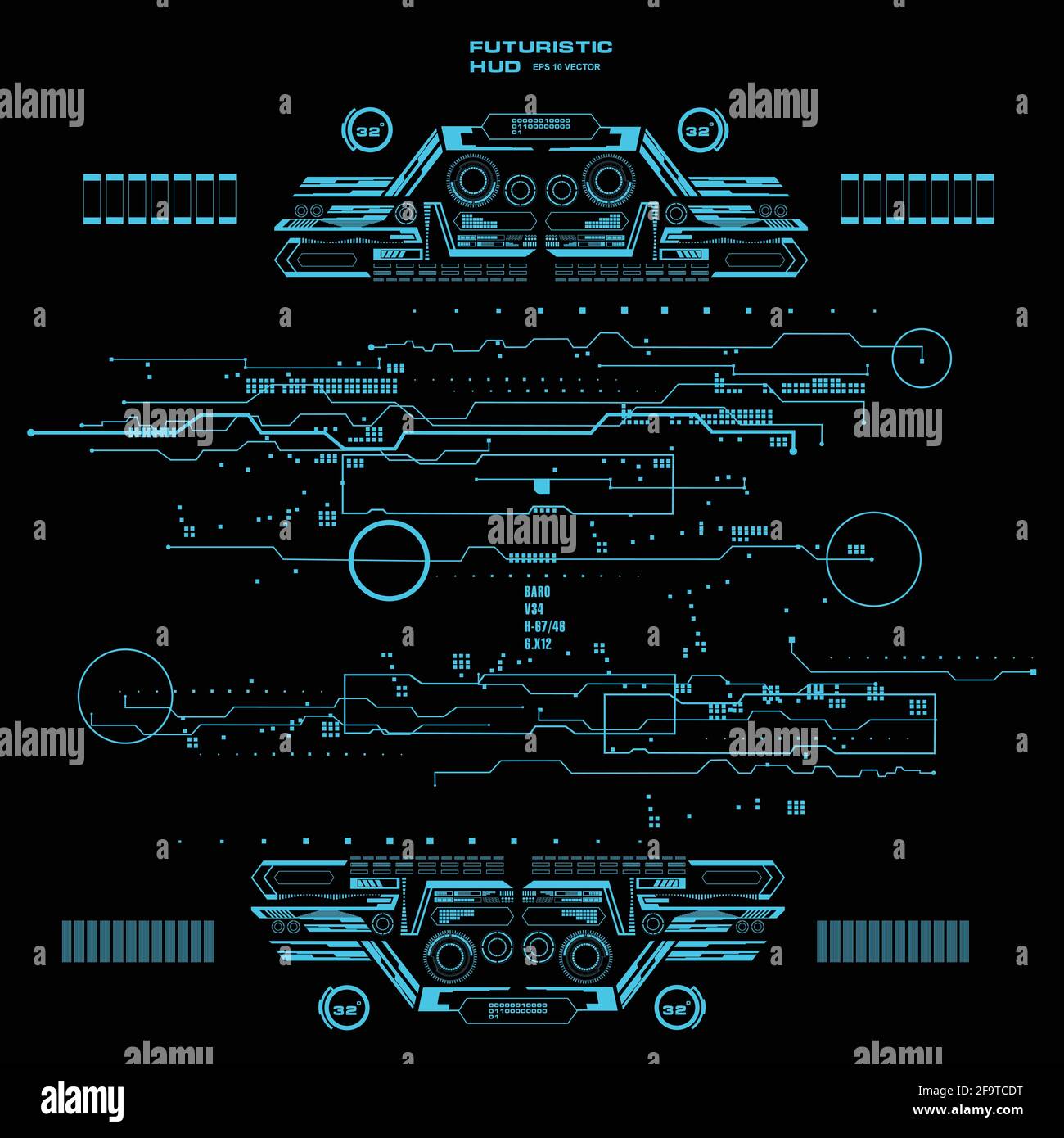 Hintergrund mit futuristischem User Interface Design Konzept mit hud Elementen Stock Vektor