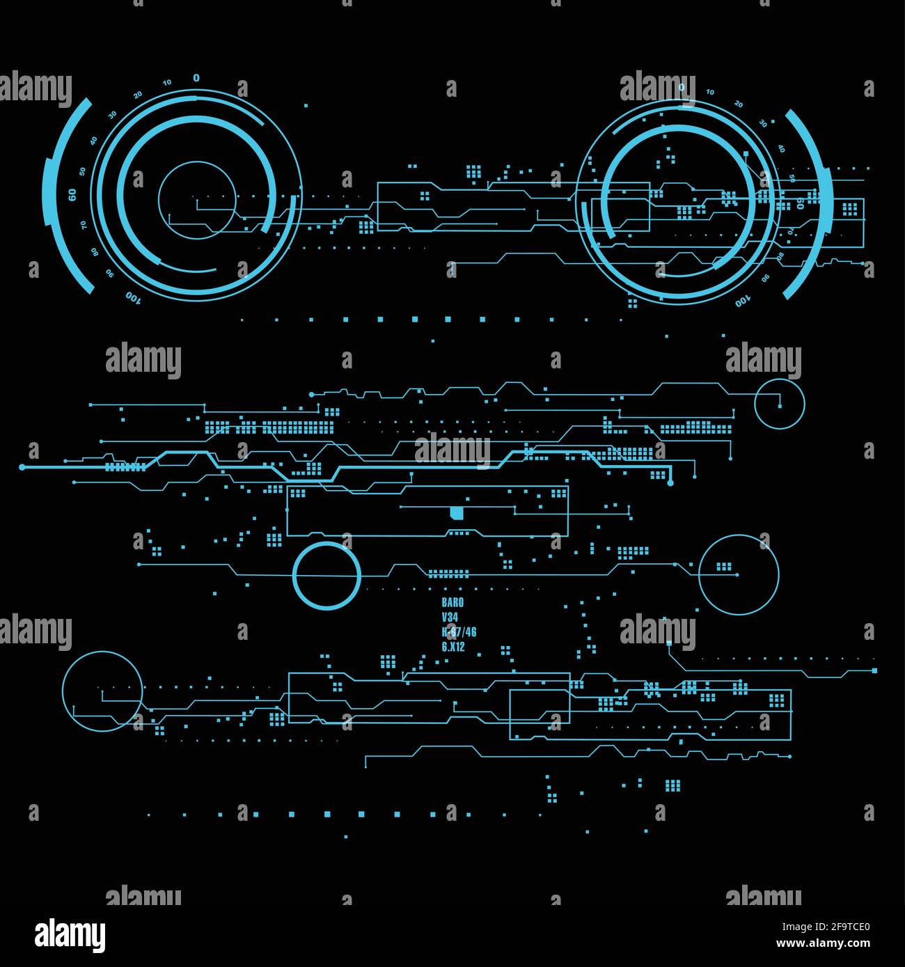Hintergrund mit futuristischem User Interface Design Konzept mit hud Elementen Stock Vektor