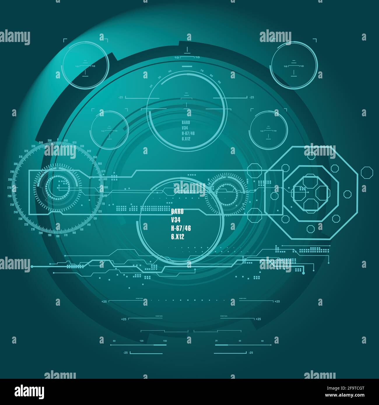 Hintergrund mit futuristischem User Interface Design Konzept mit hud Elementen Stock Vektor