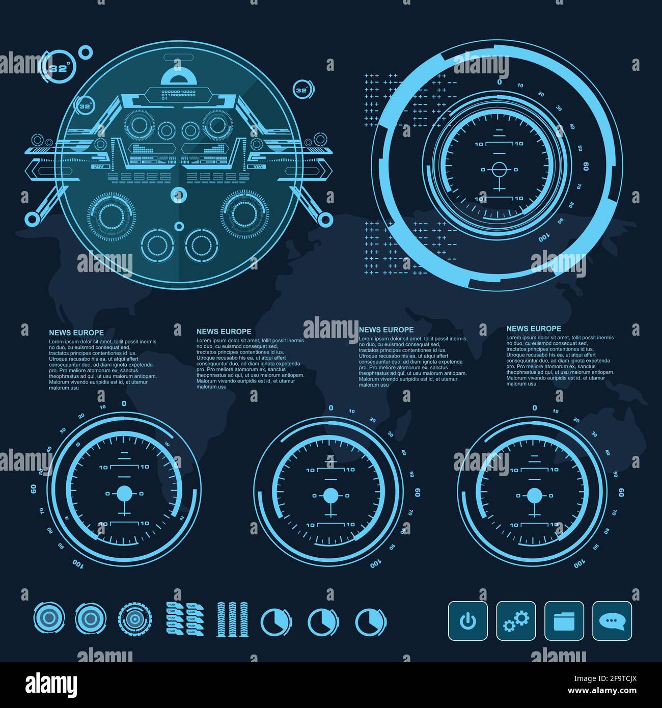 Hintergrund mit futuristischem User Interface Design Konzept mit hud Elementen Stock Vektor