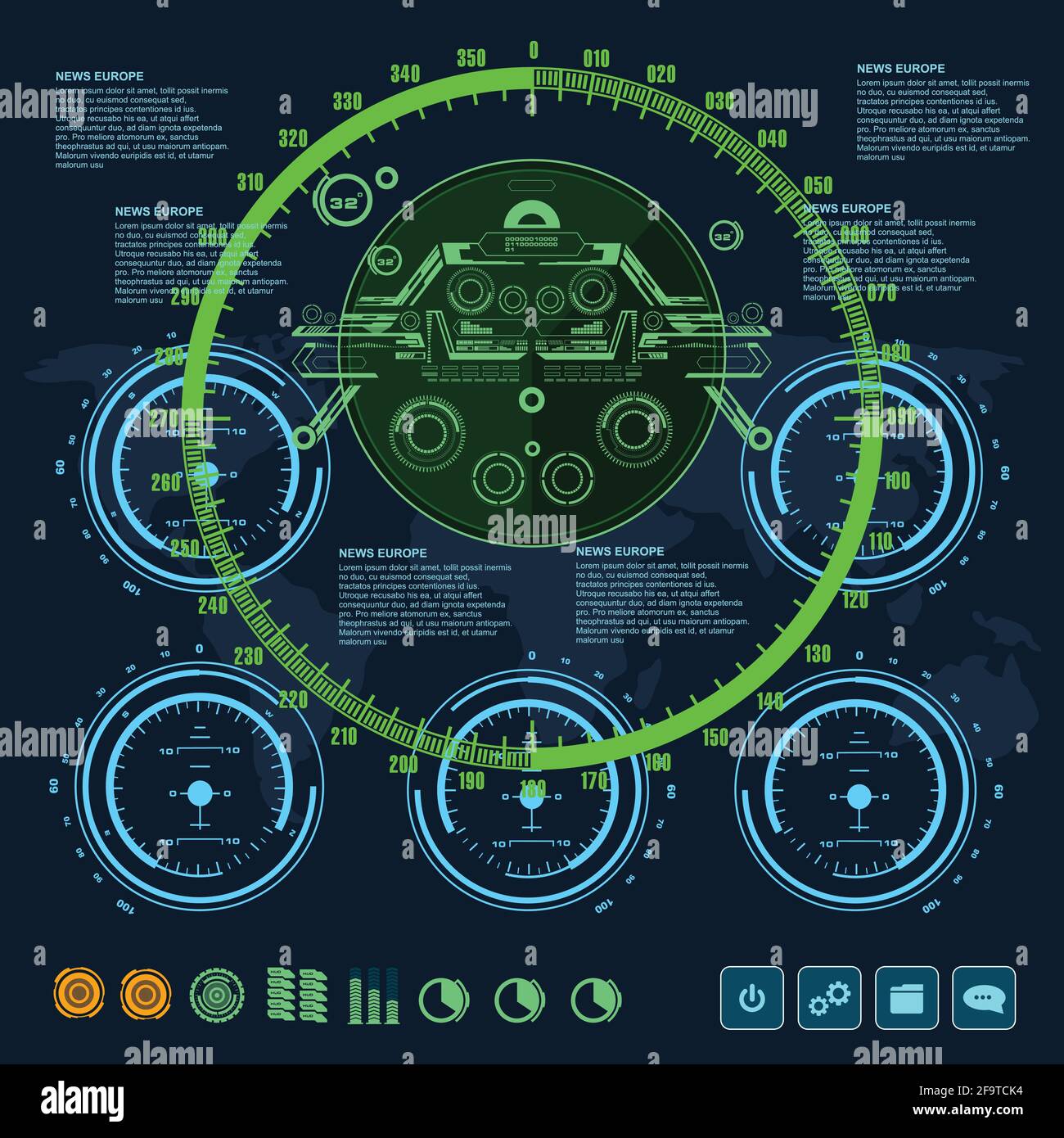 Hintergrund mit futuristischem User Interface Design Konzept mit hud Elementen Stock Vektor