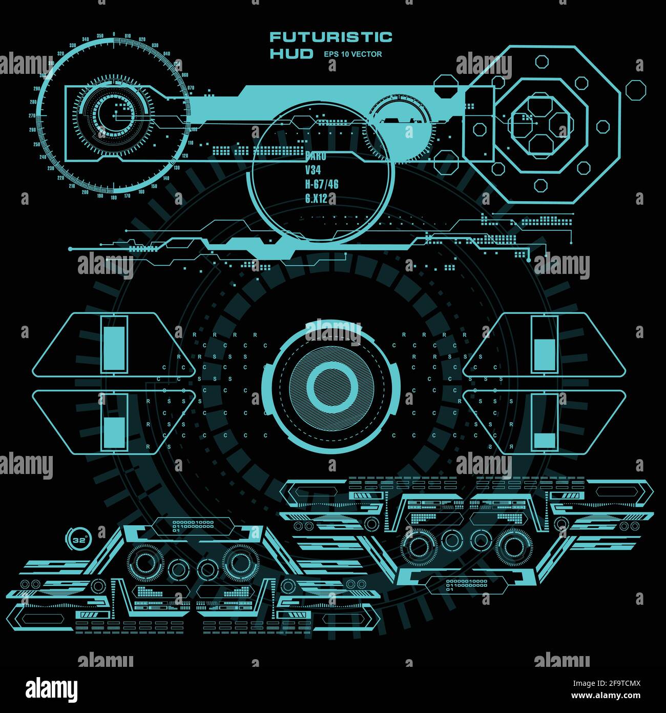 Hintergrund mit futuristischem User Interface Design Konzept mit hud Elementen Stock Vektor
