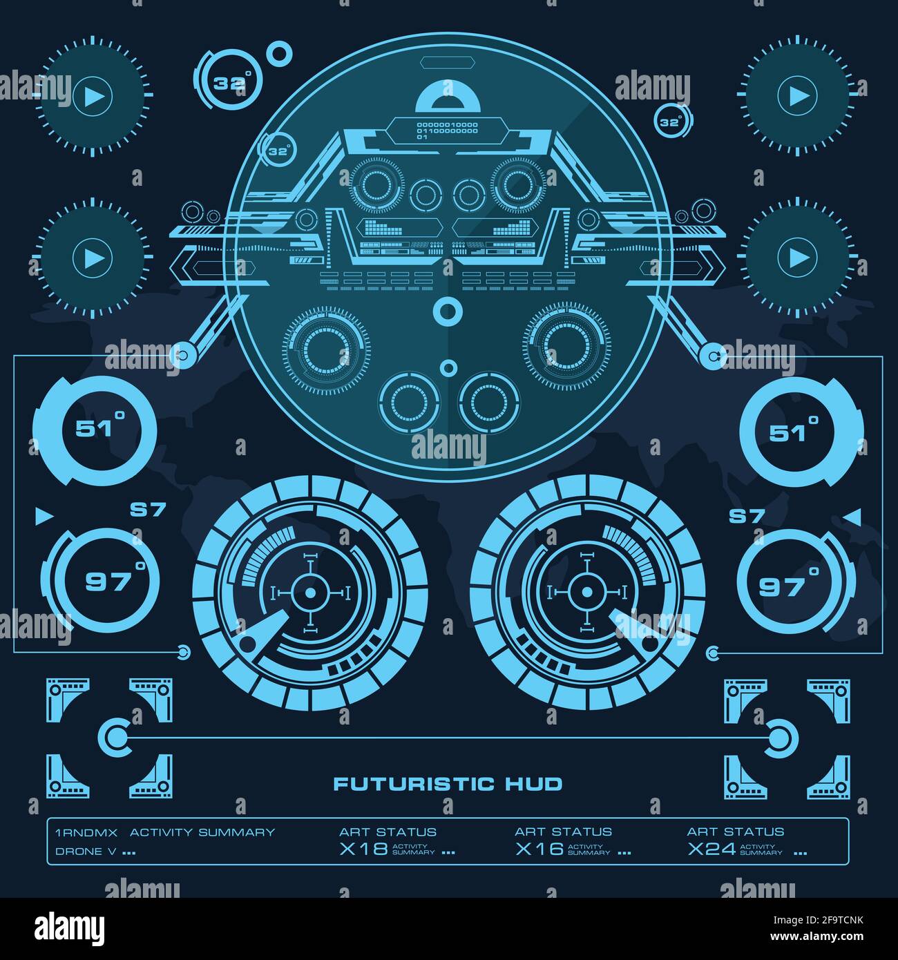 Hintergrund mit futuristischem User Interface Design Konzept mit hud Elementen Stock Vektor
