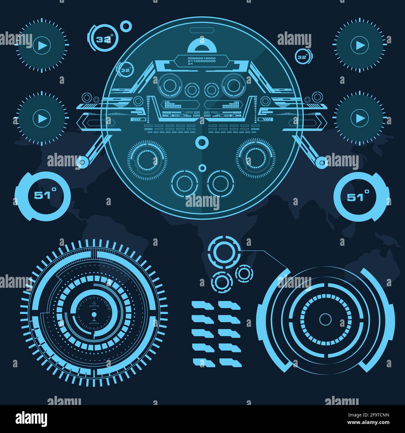 Hintergrund mit futuristischem User Interface Design Konzept mit hud Elementen Stock Vektor