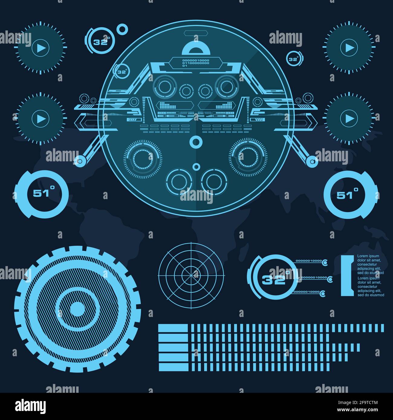 Hintergrund mit futuristischem User Interface Design Konzept mit hud Elementen Stock Vektor